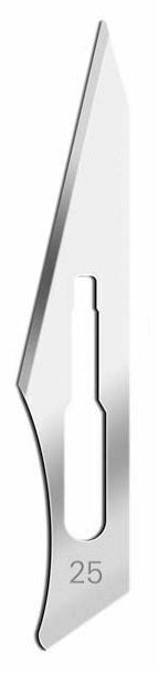 Surgical Scalpel Blades #25, Sterile, Carbon Steel Blade, 100/BX