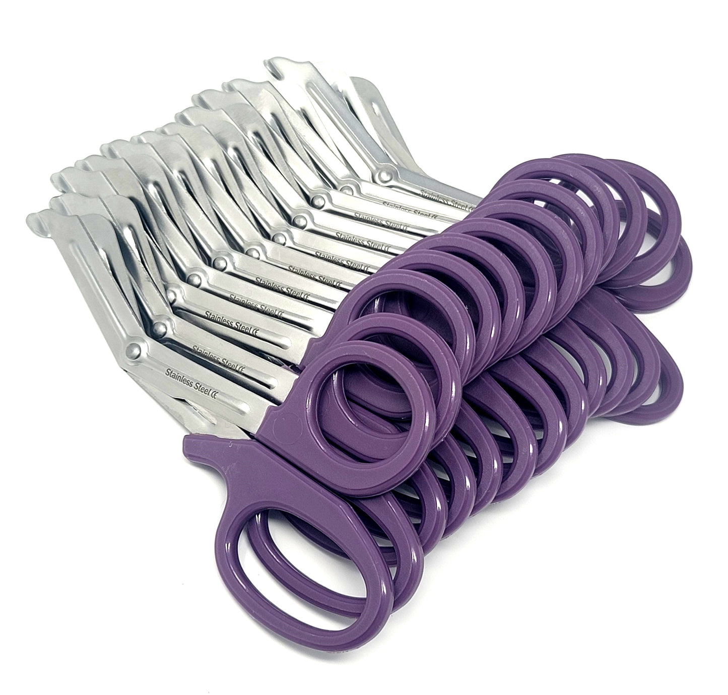 12/Pack Purple Handle Trauma Shears 7.25" Stainless Steel Scissors for Paramedics, EMT, Nurses, Firefighters + More