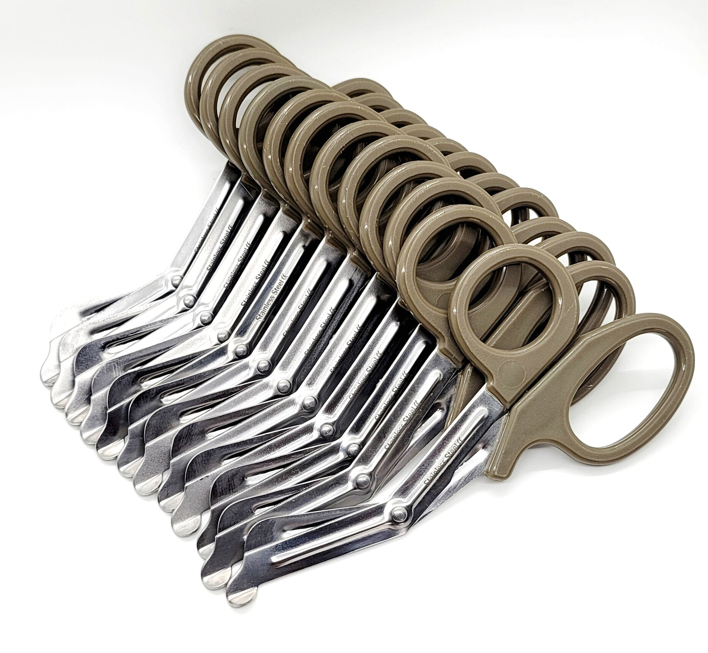 12/Pack Tan Handle Trauma Shears 7.25" Stainless Steel Scissors for Paramedics, EMT, Nurses, Firefighters + More