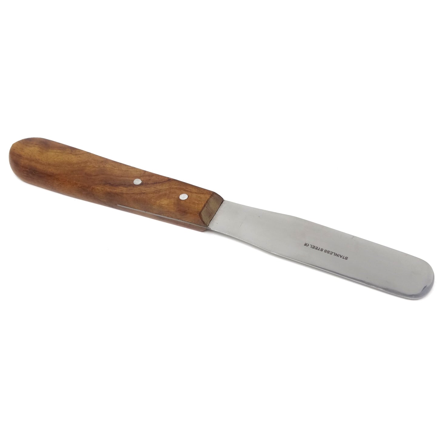 Stainless Steel Spatula Kitchen Utensil Chefs Knives Baking Tool - 4" Polished Blade, Wood Handle