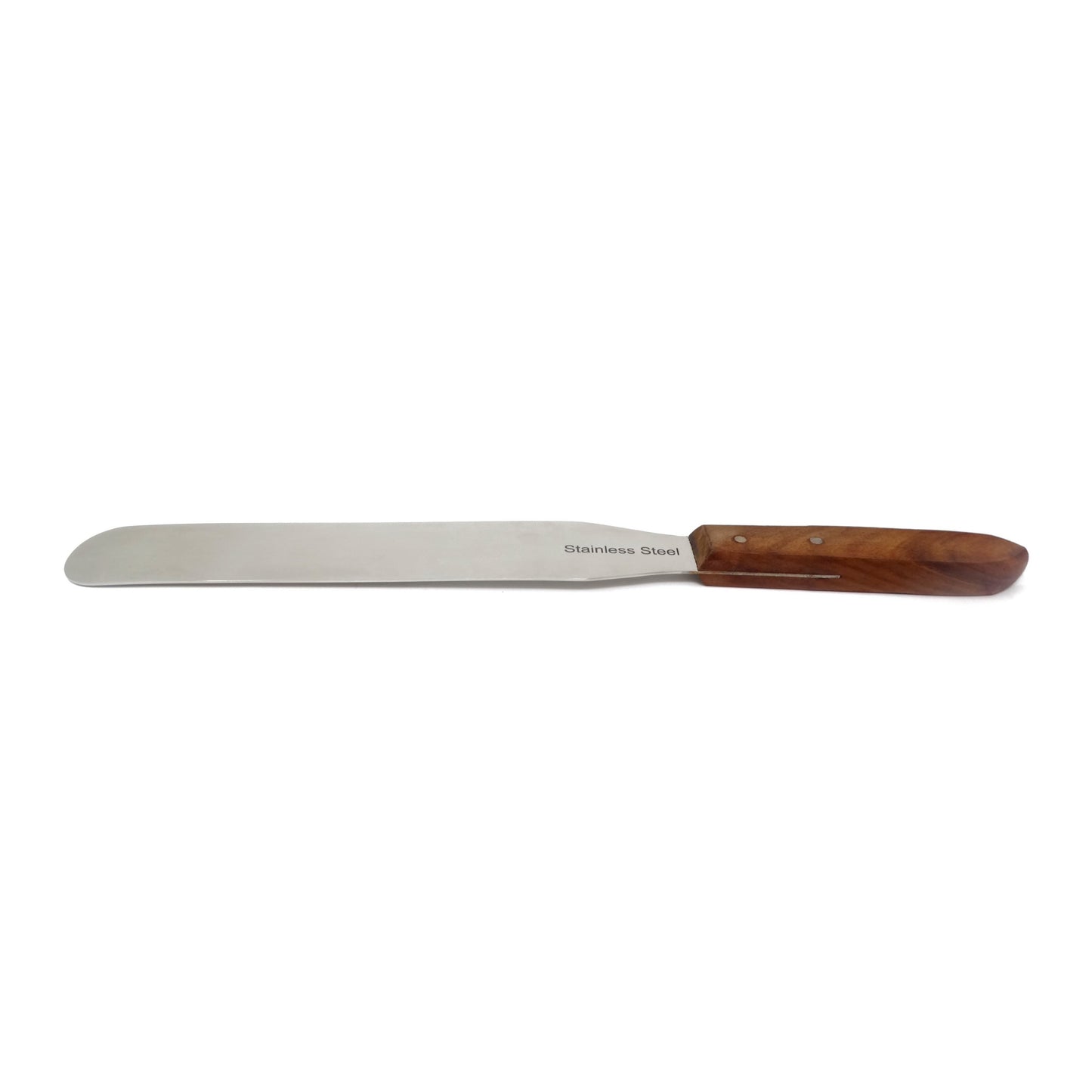 Stainless Steel Spatula Kitchen Utensil Chefs Knives Baking Tool - 8" Polished Blade, Wood Handle