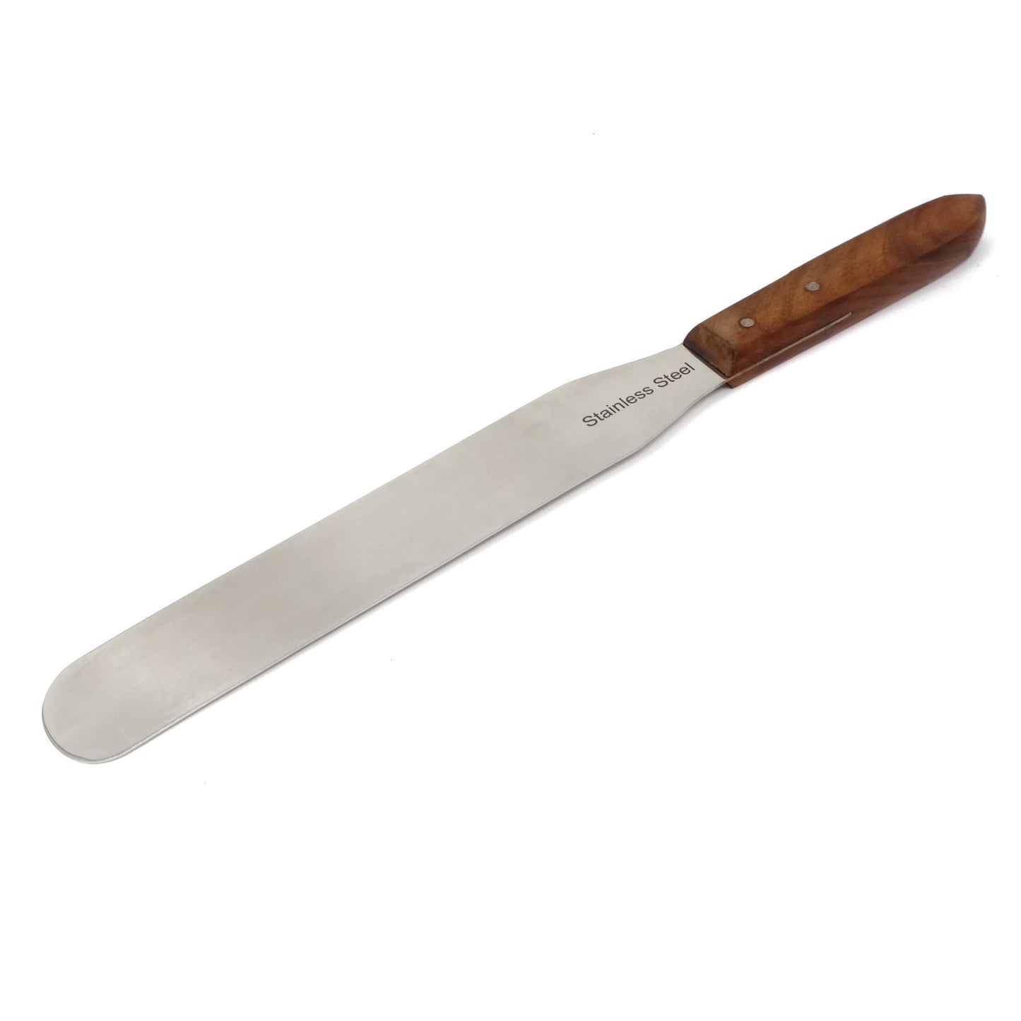 Stainless Steel Spatula Kitchen Utensil Chefs Knives Baking Tool - 10" Polished Blade, Wood Handle