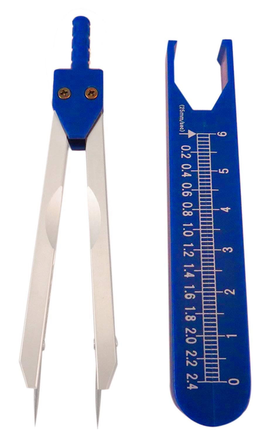 Blue EKG Caliper with Cover Ruler