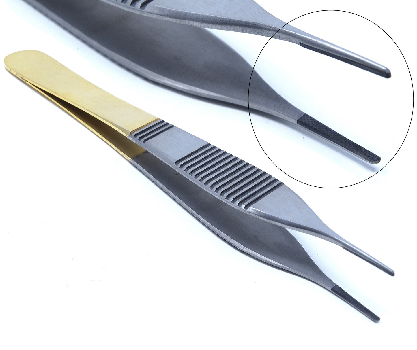TC Adson Dressing Serrated Forceps 4.75", Straight, Gold Handle
