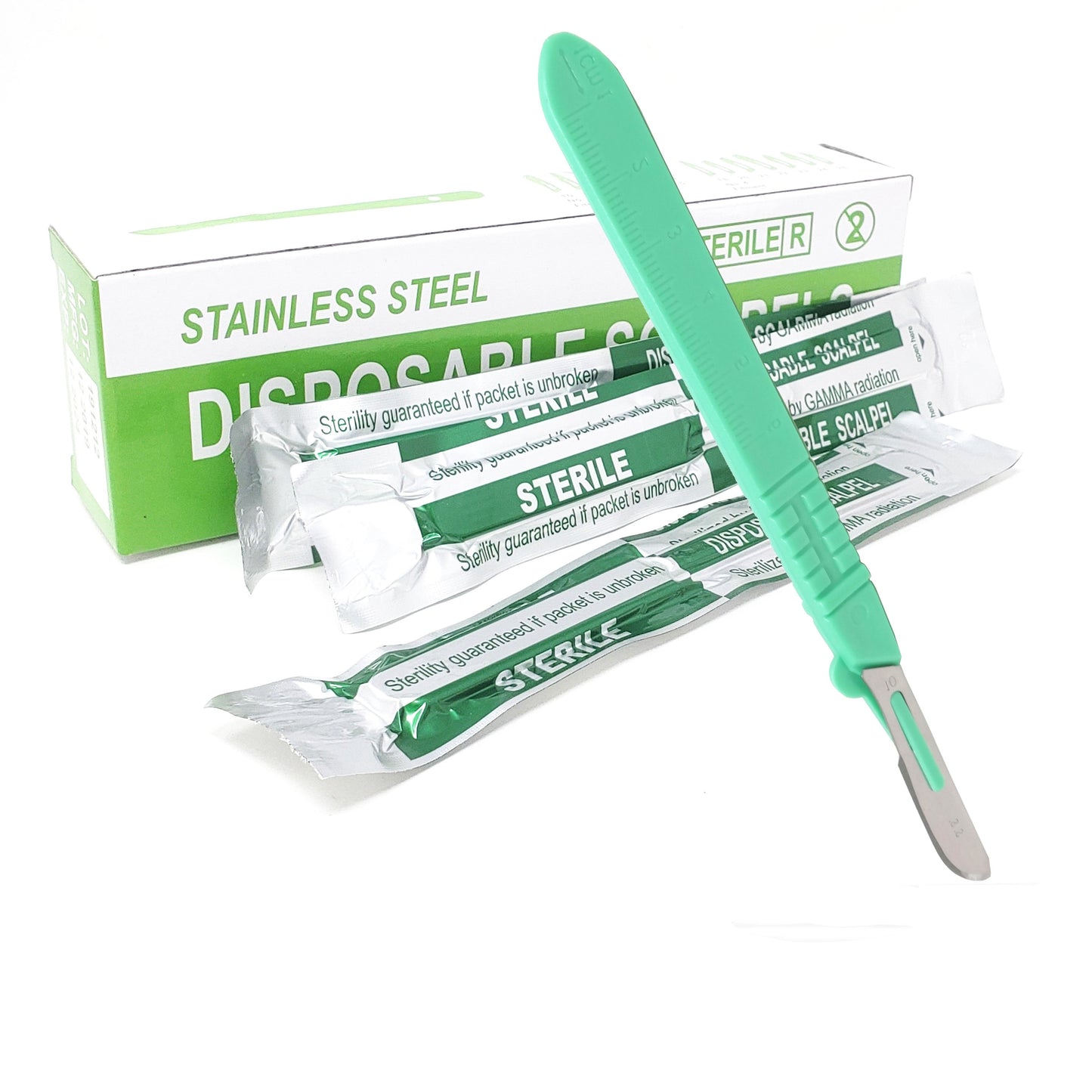 Disposable Scalpels #10, 10/bx Stainless Steel Blades, Plastic Handle