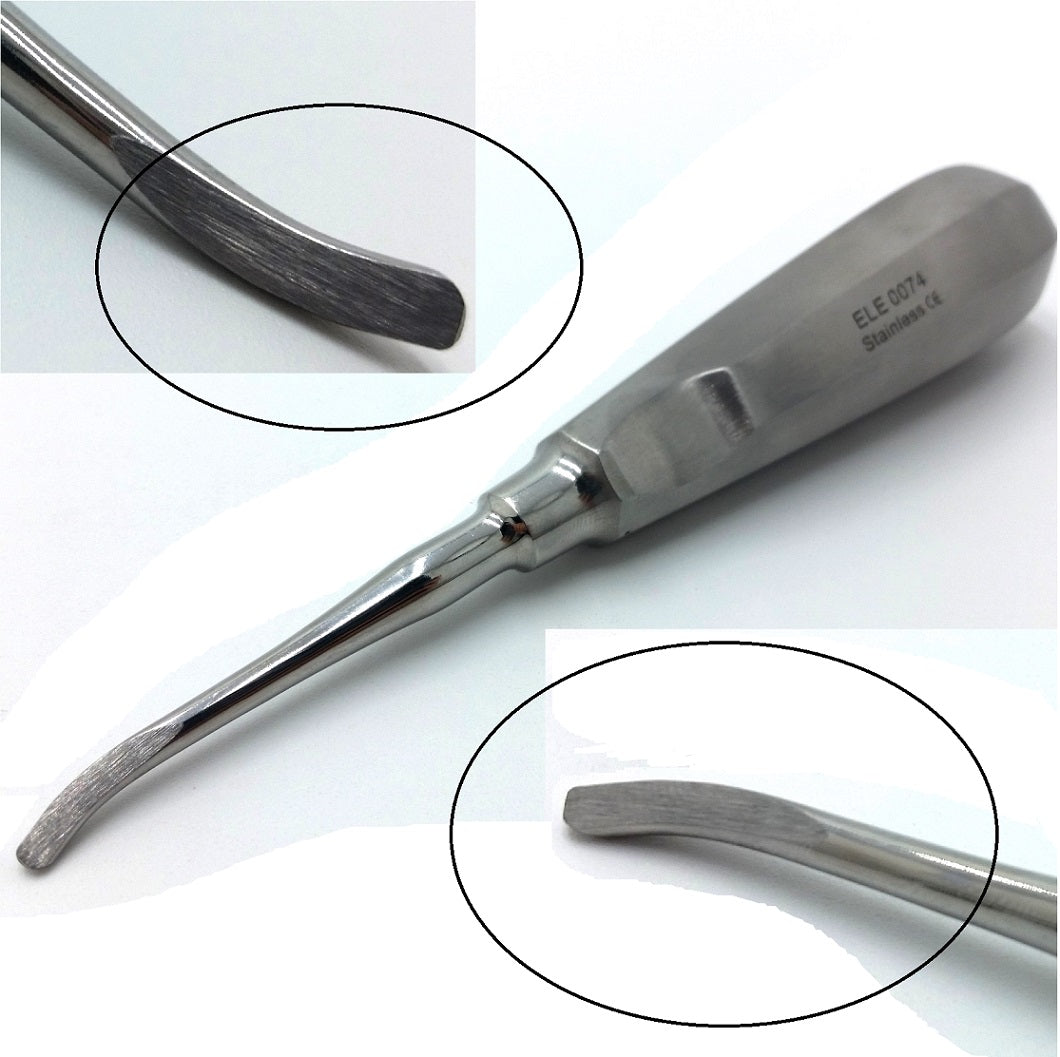 RIGHT CURVED MILLER ELEVATORS ELE0074 FLAT ROUNDED BLADE, Stainless Steel