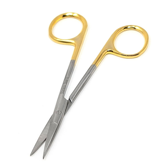 Gold Handle IRIS Dissecting Fine Point Scissors 4.5", Straight, Stainless Steel