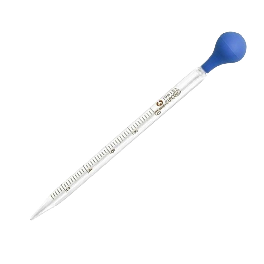 10ml Graduated Dropper Glass Pipette Scale Line Lab Liquid Dropping Pipet Blue Rubber Head Pipettors