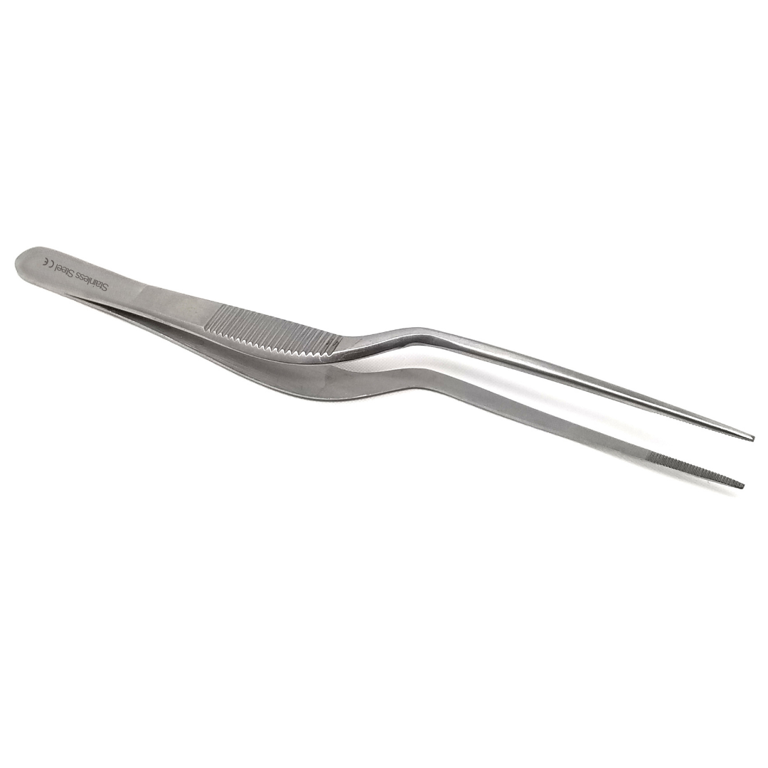 Forceps Micro Lab Stainless Steel Micro Surgical Forceps Offset Bayonet Handle Fine Serr ...