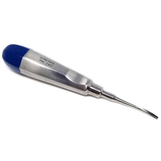 Dental Luxating Elevator Curved 2mm, Blue Handle, Stainless Steel