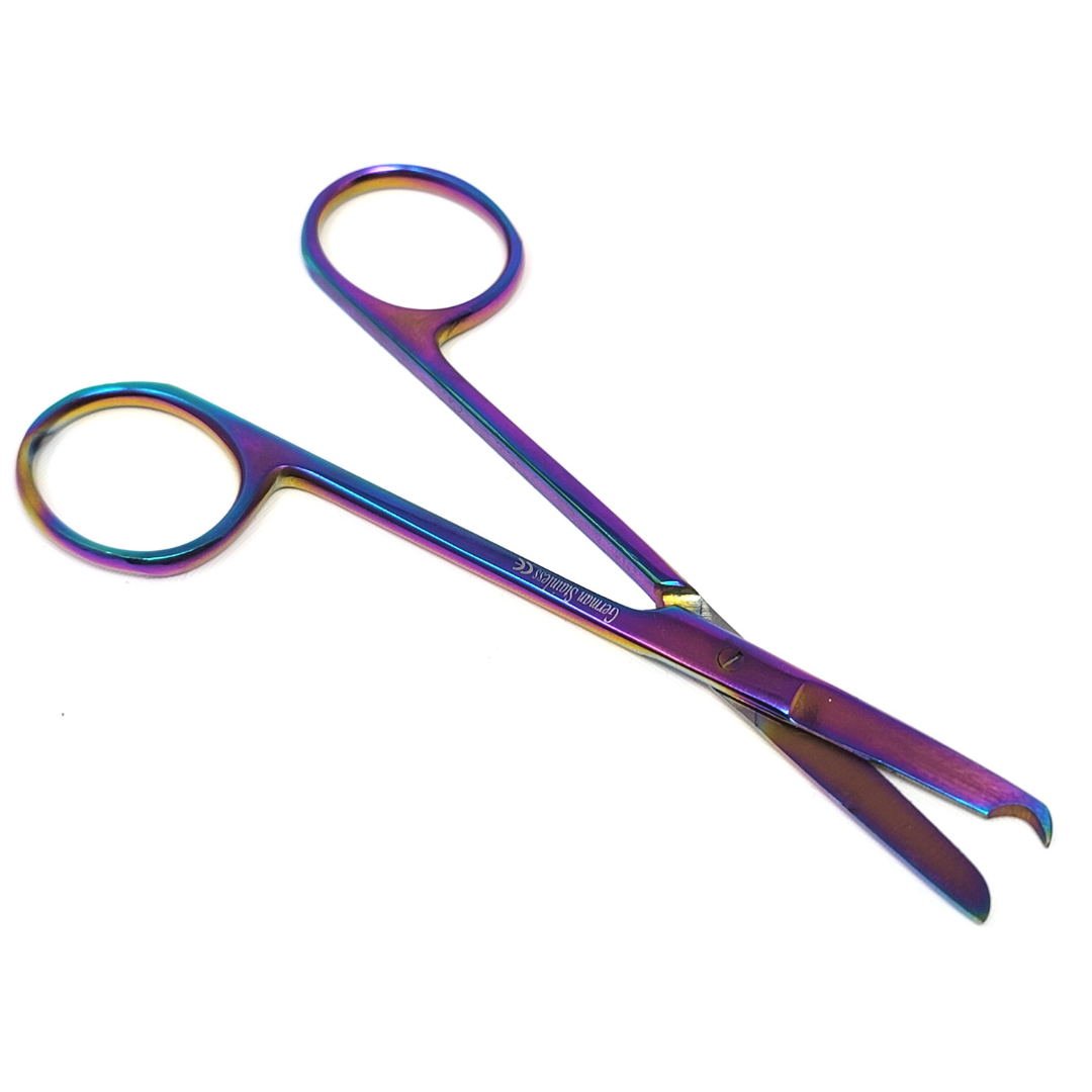 Multi Rainbow Color Suture Stitch Straight 4.5" Stainless Steel Shears