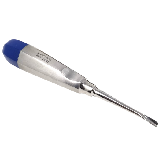 Dental Luxating Elevator Curved 4mm, Blue Handle, Stainless Steel
