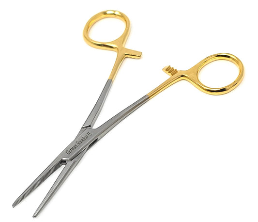 Crile Hemostat Forceps 5.5" Straight, Stainless Steel, Gold Handle