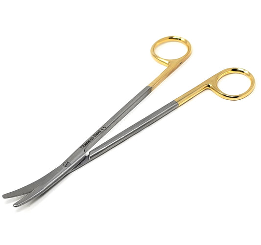 Gold Handle Metzenbaum Dissecting Scissors, 7" Slim Shears, Curved, Stainless Steel