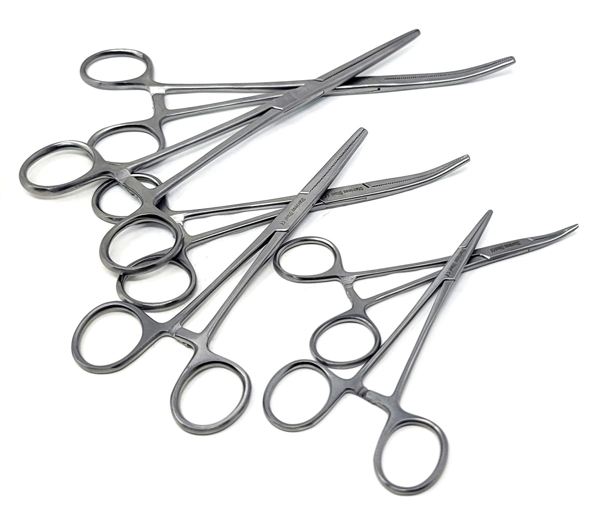 Ultimate Hemostat Set 6 Pcs, 5"+6.25"+8" Forceps, Full Serrated Jaws, Stainless Steel