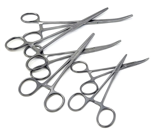 Ultimate Hemostat Set 6 Pcs, 5"+6.25"+8" Forceps, Full Serrated Jaws, Stainless Steel