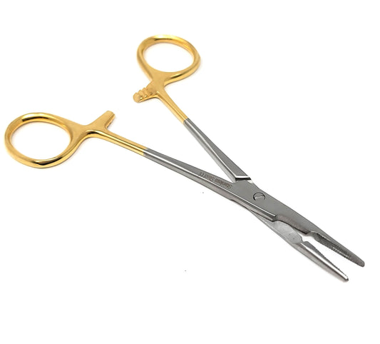 Gold Handle Olsen Hegar Needle Holder 5.5", Stainless Steel