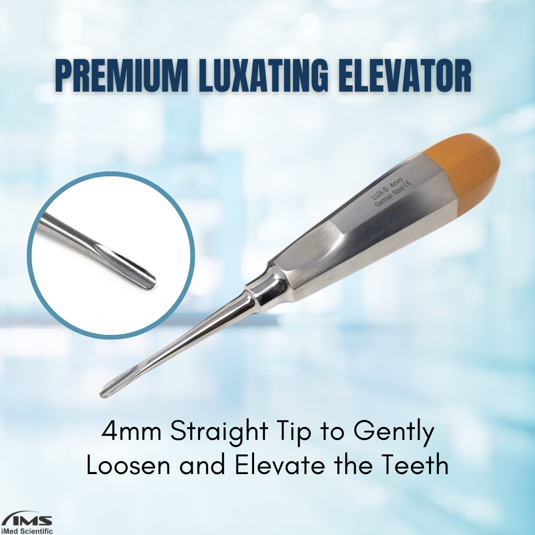 Dental Luxating Elevator Straight 4mm, Gold Handle, Stainless Steel