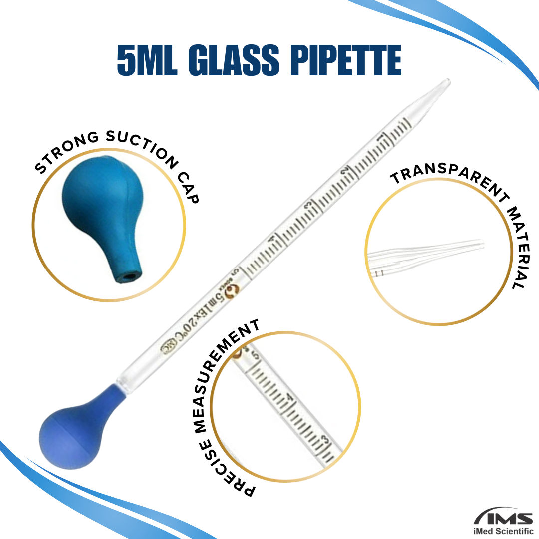 5ml Glass Scale Line Dropper Pipette Lab Dropping Pipet Rubber Head