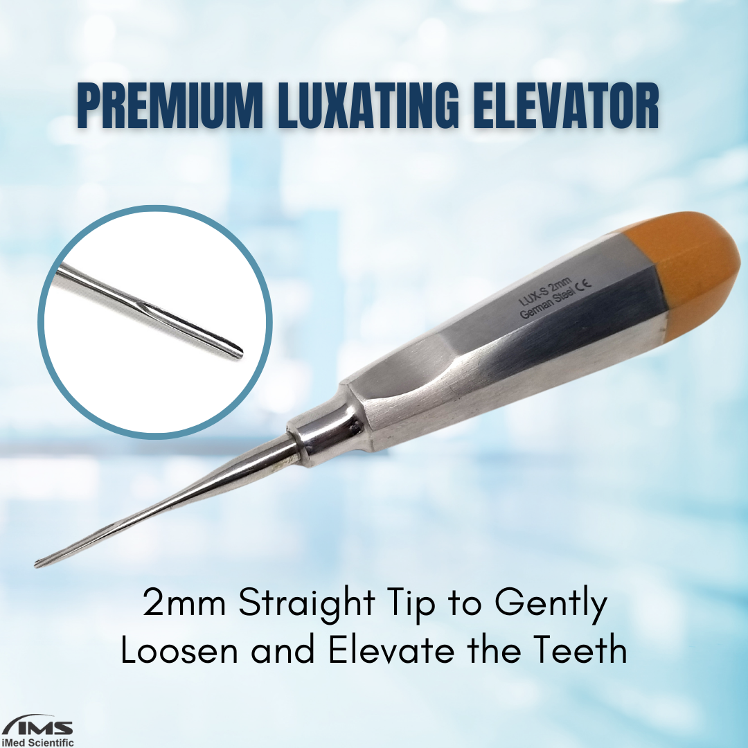 Dental Luxating Elevator Straight 2mm, Gold Handle, Stainless Steel