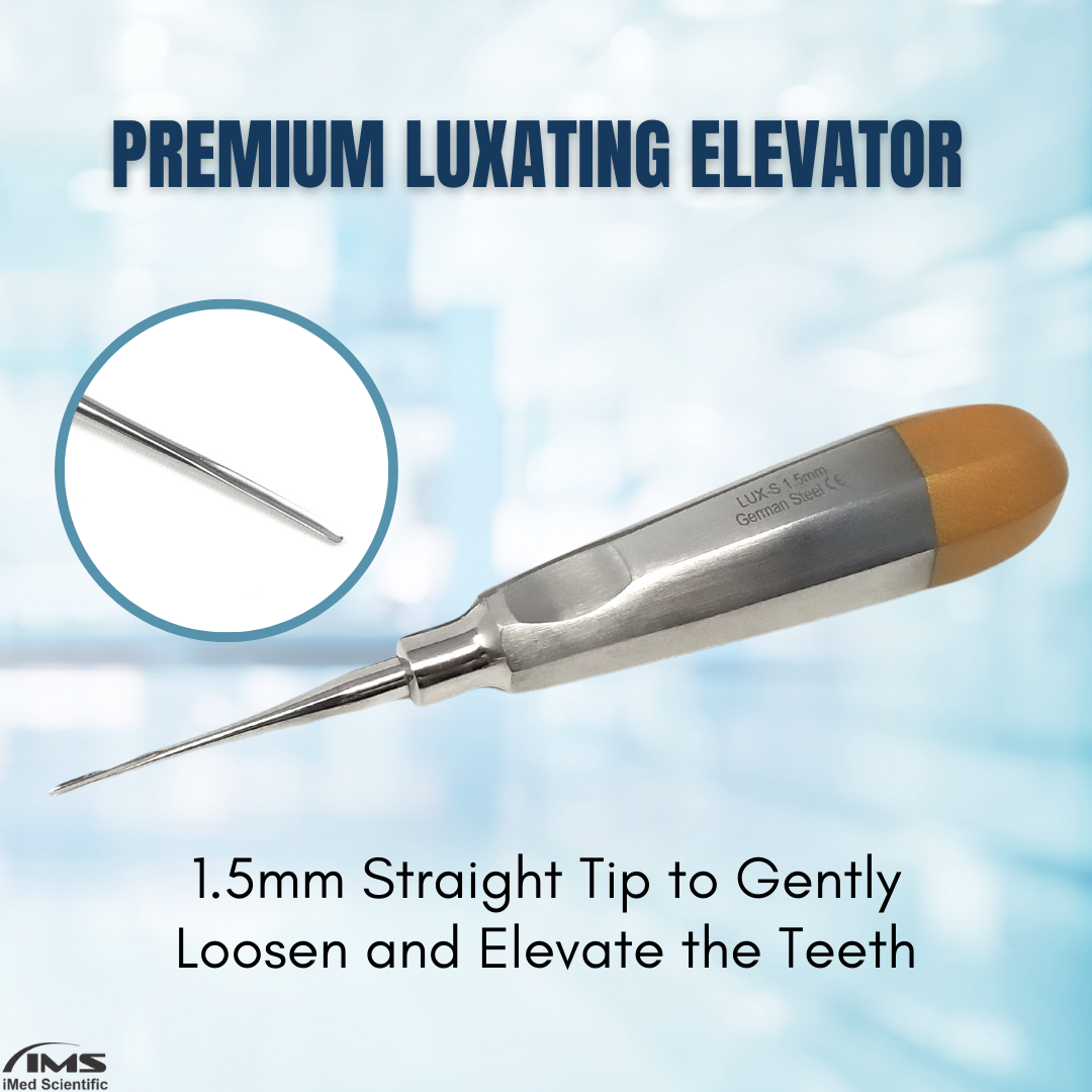 Dental Luxating Elevator Straight 1.5mm, Gold Handle, Stainless Steel