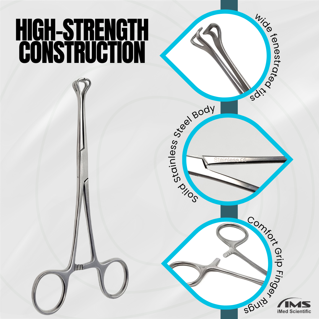Babcock Forceps with Rounded Loop Windowed Jaws and Ratchet Lock 6.25"