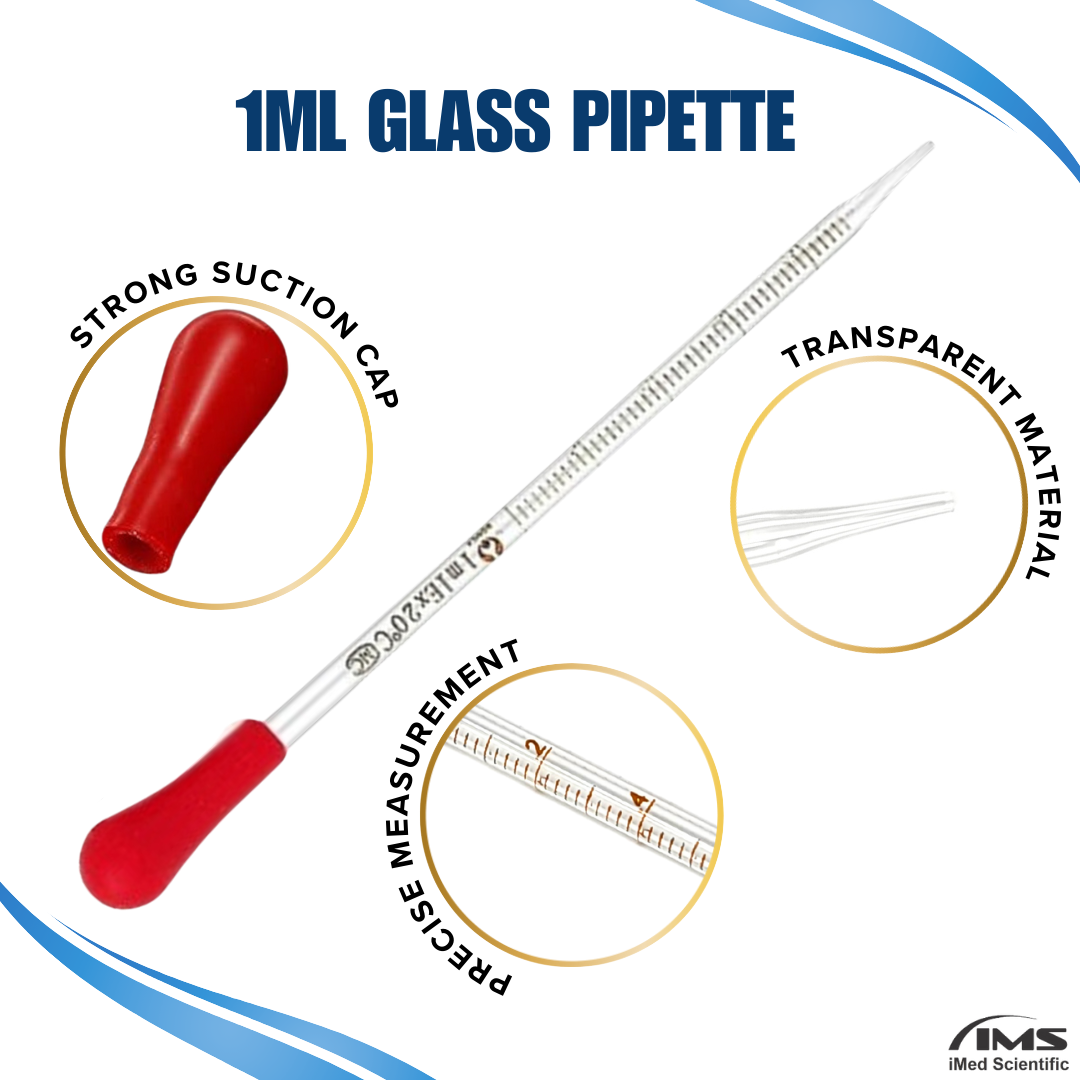 1ml Glass Scale Line Dropper Pipette Lab Dropping Pipet Rubber Head