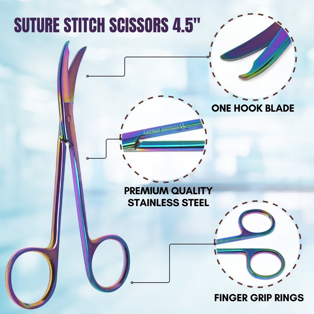 Northbend Multi Color Suture Stitch Curved 4.5" Stainless Steel Shears