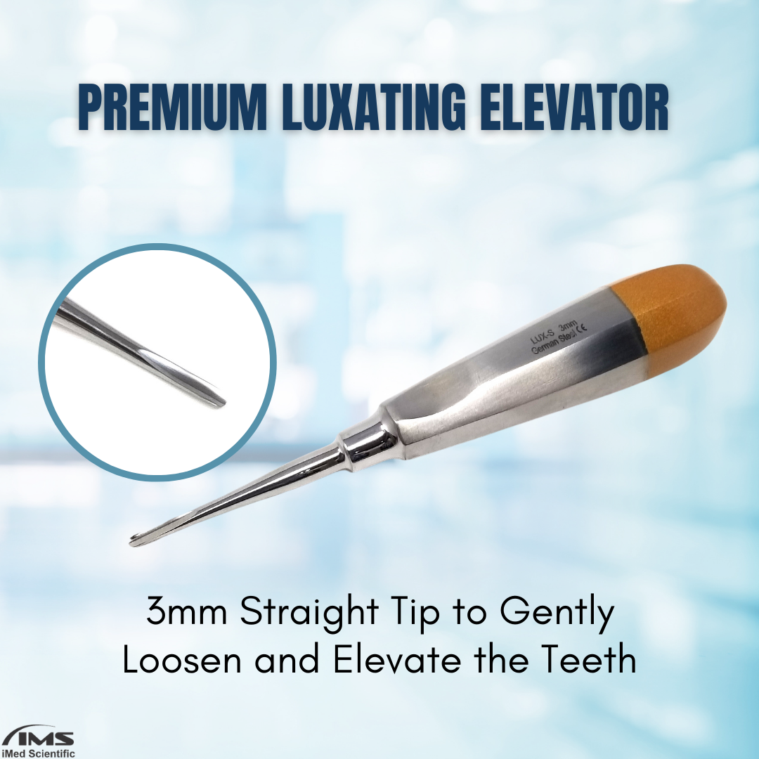 Dental Luxating Elevator Straight 3mm, Gold Handle, Stainless Steel