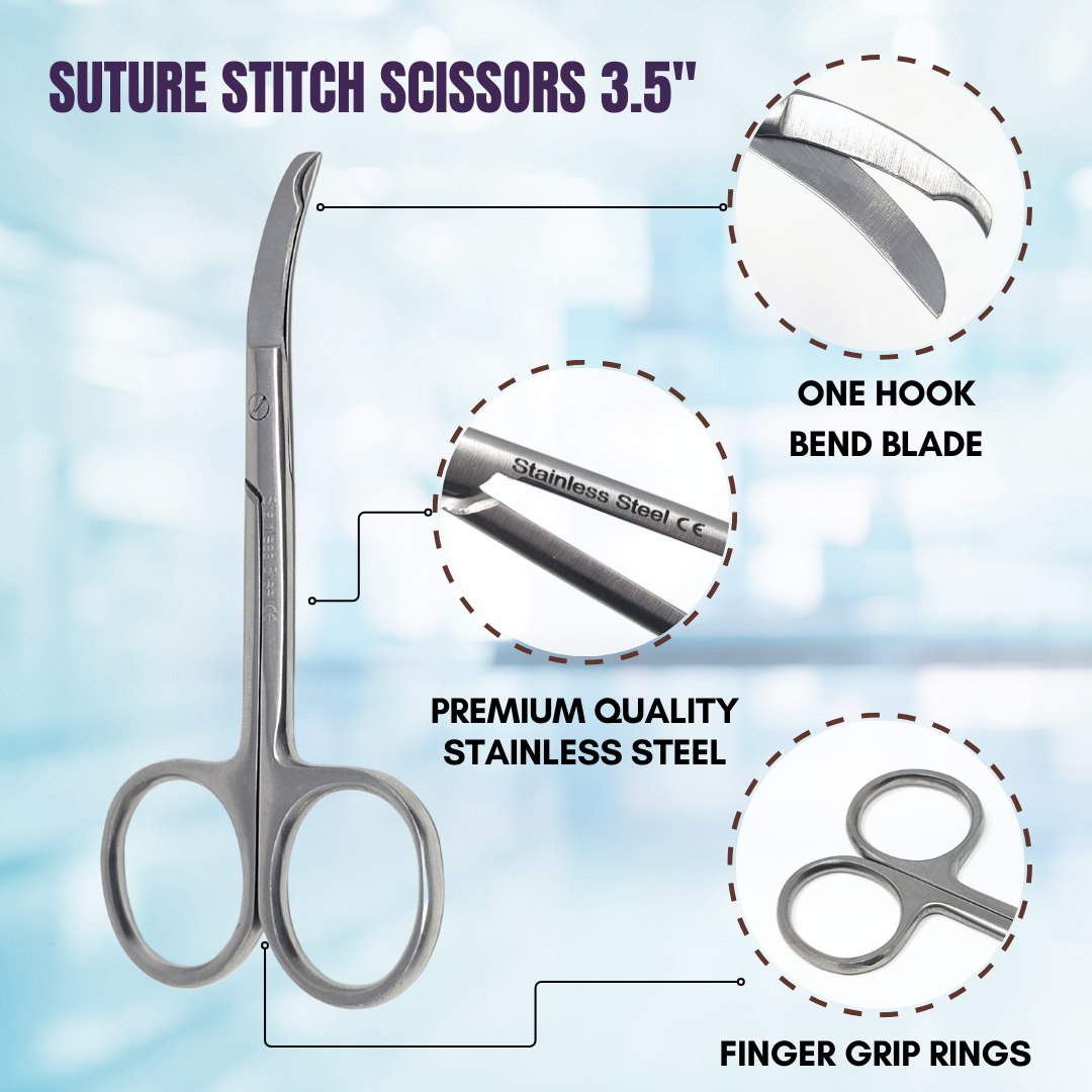 Northbent Suture Stitch Curved Scissors 3.5" Stainless Steel Shears