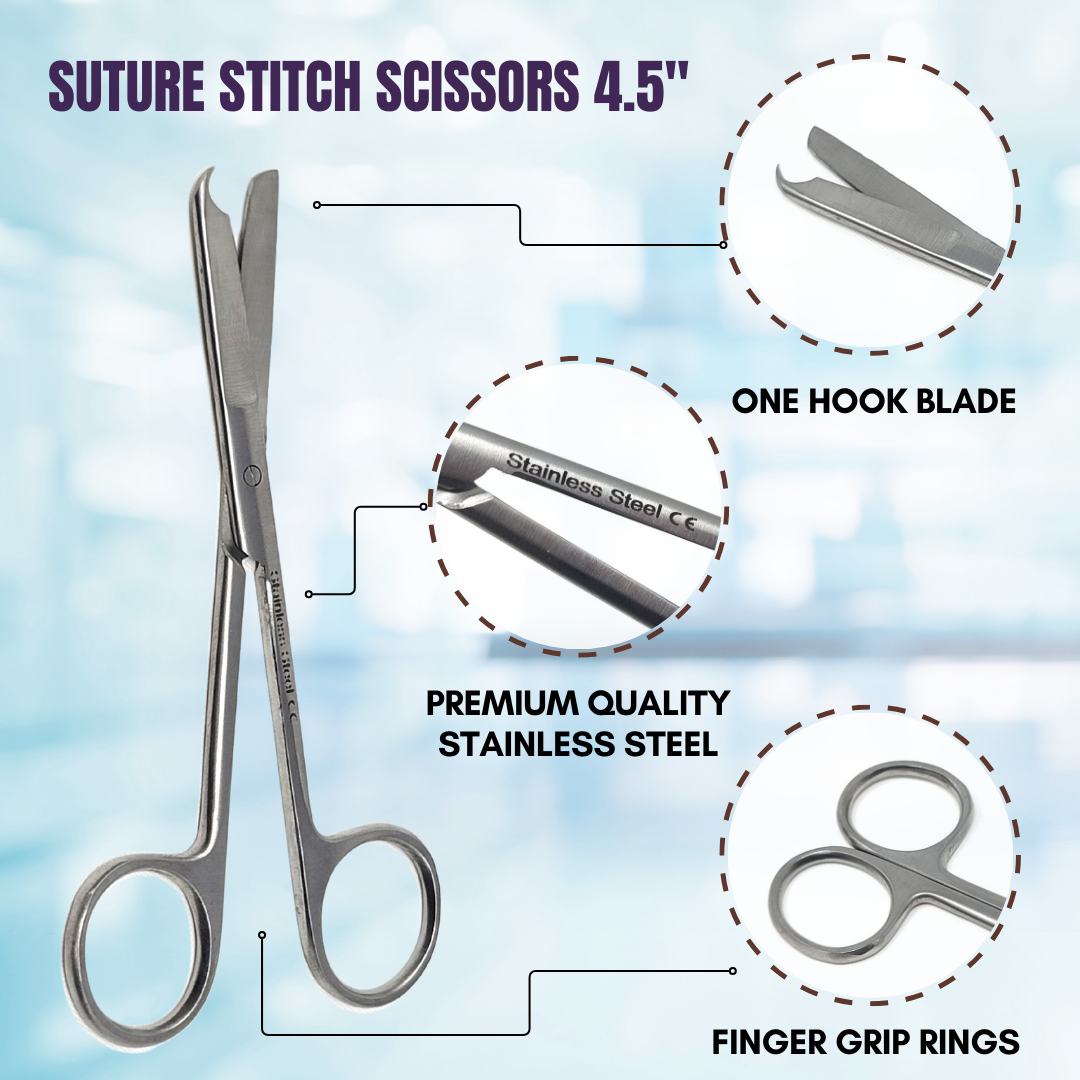 Suture Stitch Straight 4.5" Stainless Steel Shears