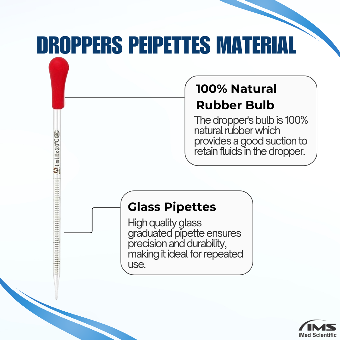 1ml Glass Scale Line Dropper Pipette Lab Dropping Pipet Rubber Head