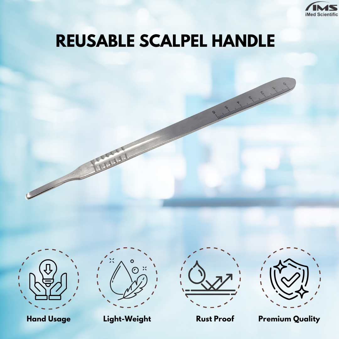Premium Quality Scalpel Handle #4L, Stainless Steel ( Fits Size 20-26 Scalpel Blades )