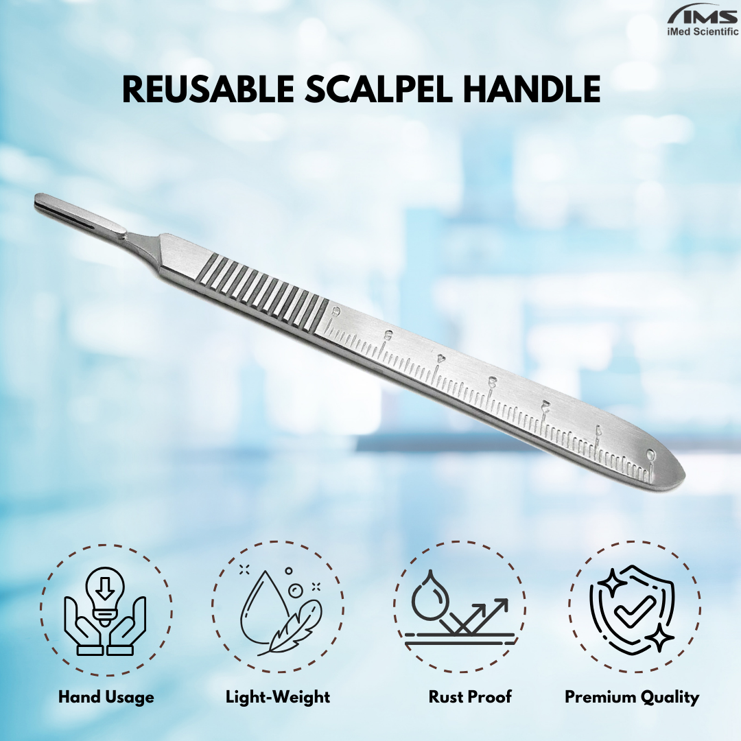 Premium Quality Scalpel Handle #3, With Graduated / Scale Handle, Stainless Steel ( Fits Size 9-16 Scalpel Blades )