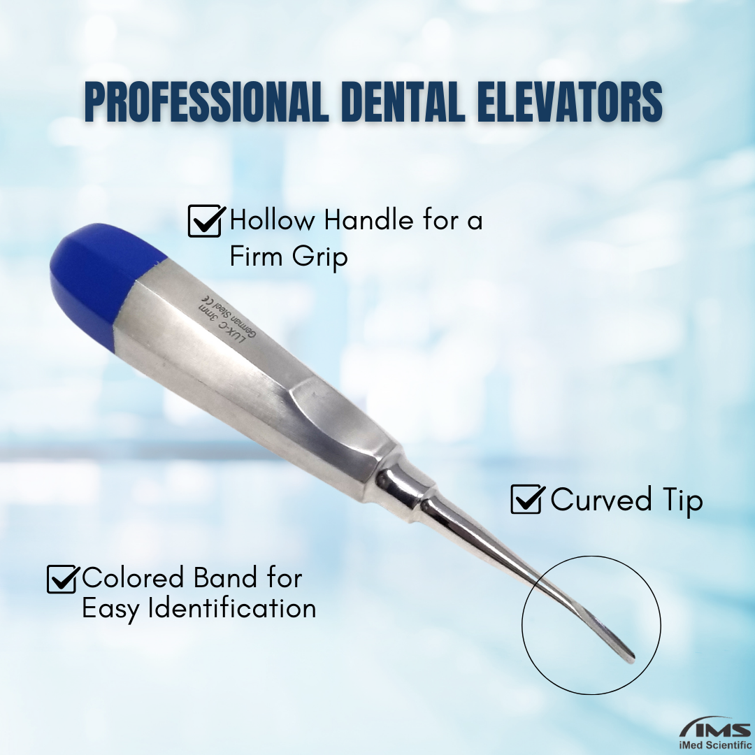 Dental Luxating Elevator Curved 3mm, Blue Handle, Stainless Steel