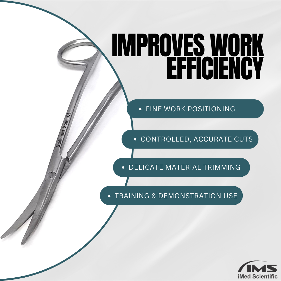 Multifunction Metzenbaum Dissecting Scissors Double Curved Stainless Steel Slim Shears - 6.25"