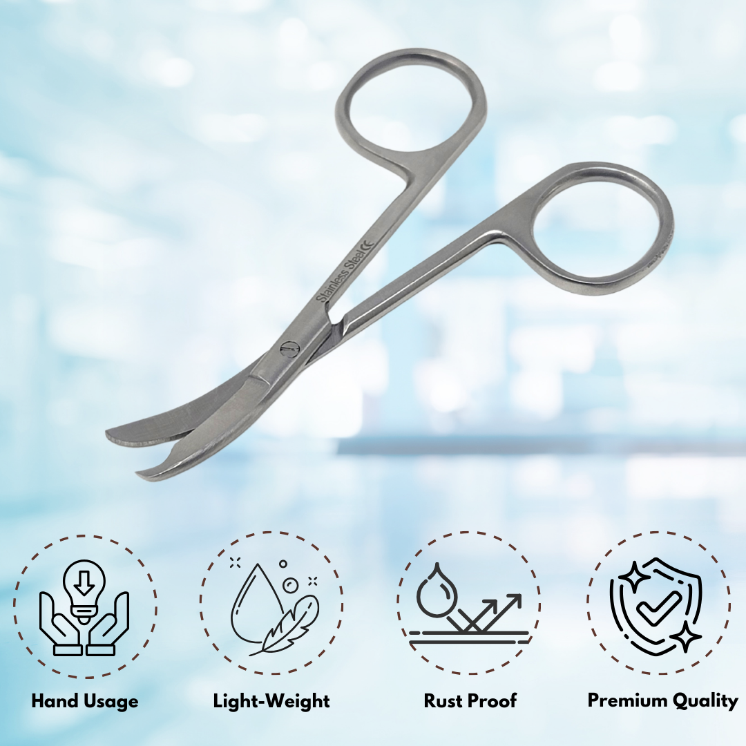 Northbent Suture Stitch Curved Scissors 3.5" Stainless Steel Shears