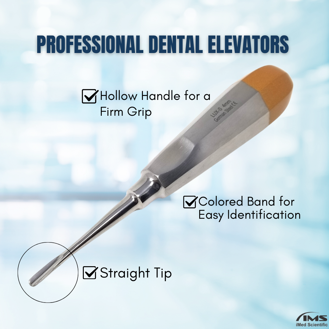 Dental Luxating Elevator Straight 4mm, Gold Handle, Stainless Steel