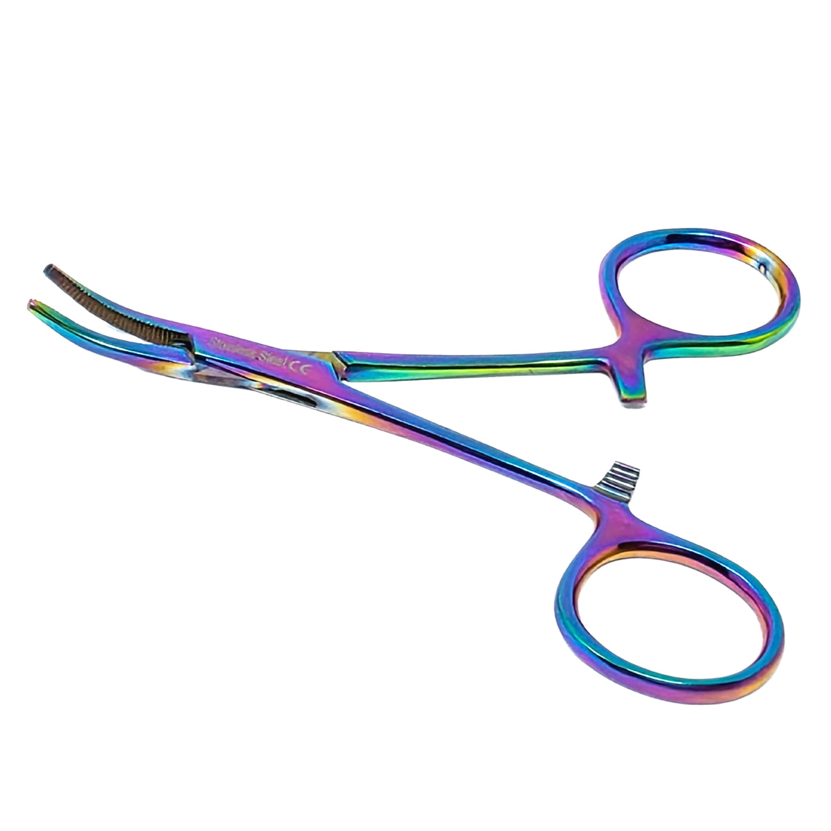 4" Hemostat Forceps, Curved Serrated, Stainless Steel, Multi