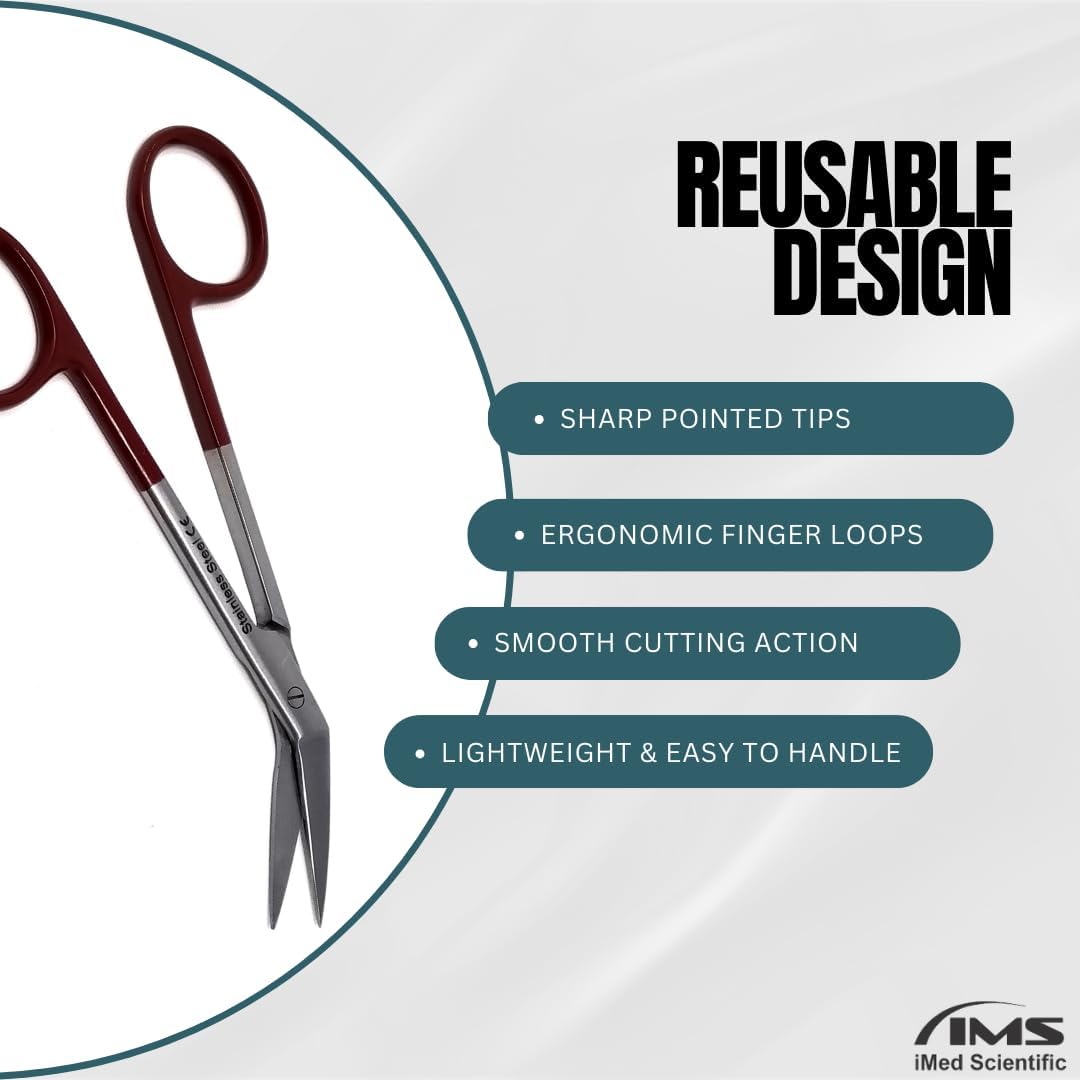 Angled IRIS Dissecting Scissors 4.5", Stainless Steel, Color Handle