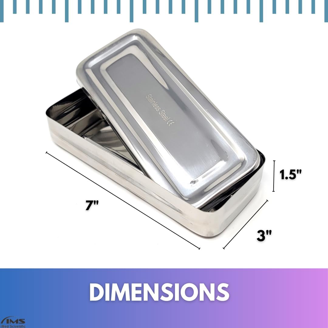 Stainless Steel Instrument Box with Cover - 7L x 3W x 1.25H