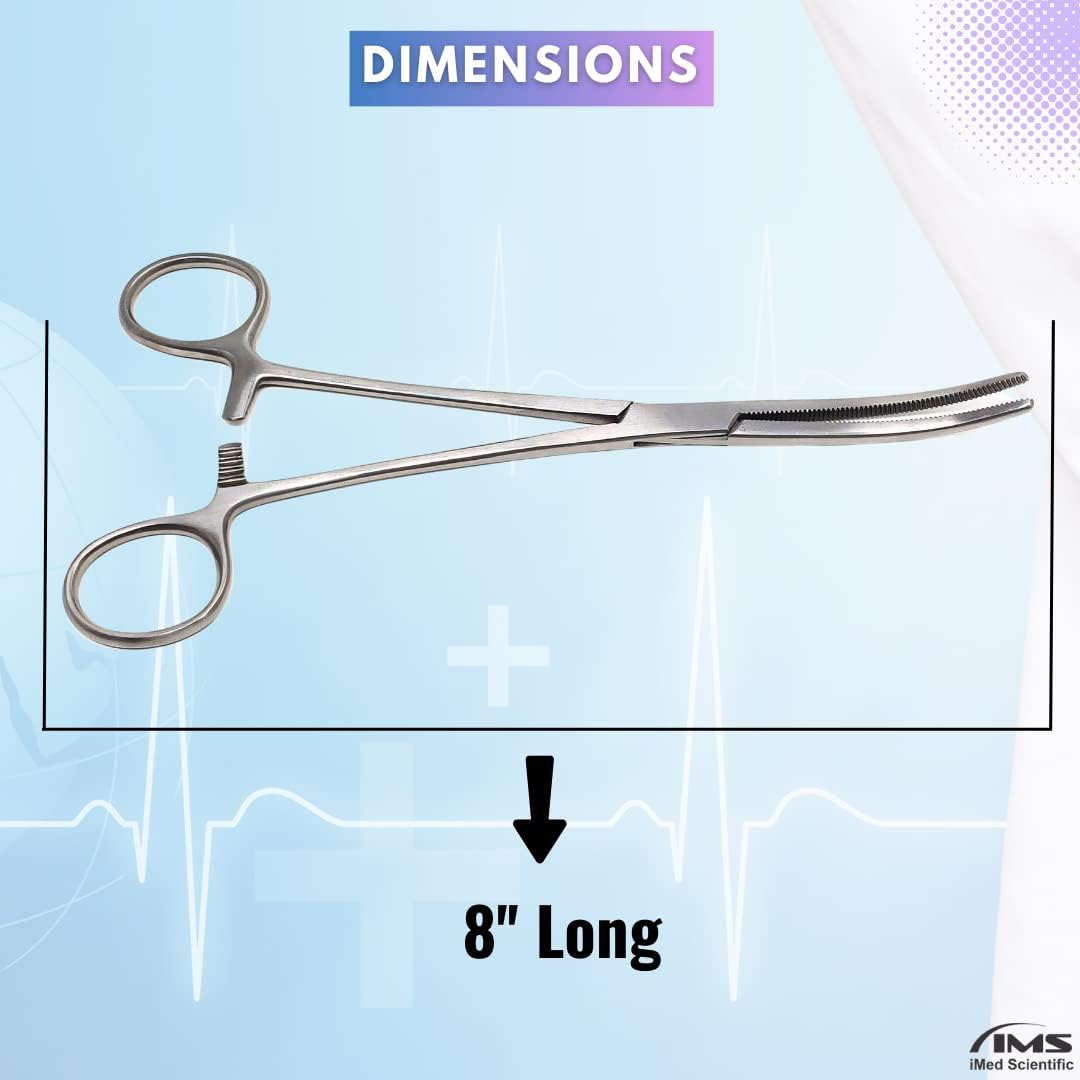 Pean Hemostat Forceps 8", Curved, Full Serrated, Stainless Steel