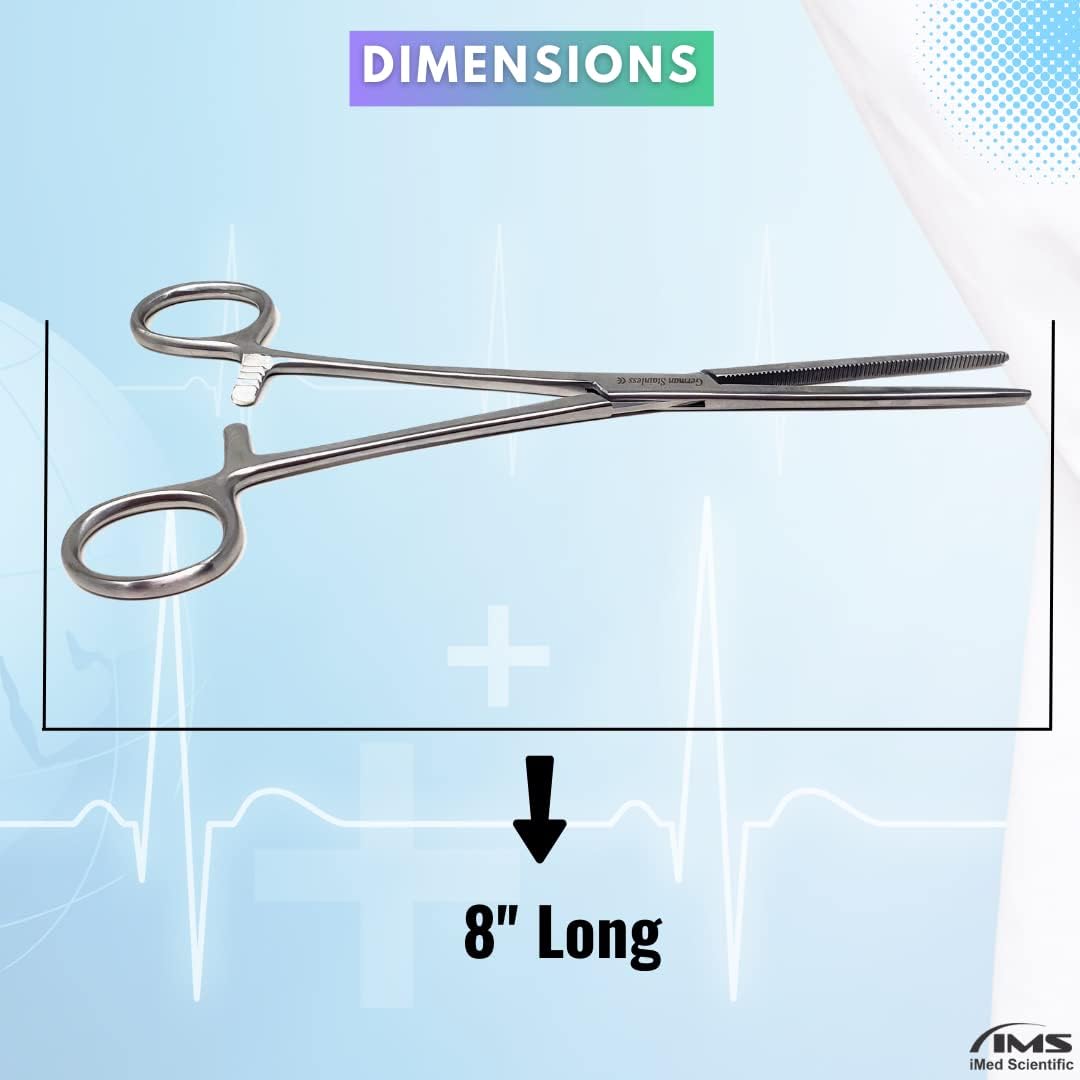 Pean Hemostat Forceps 8", Straight, Full Serrated, Stainless Steel