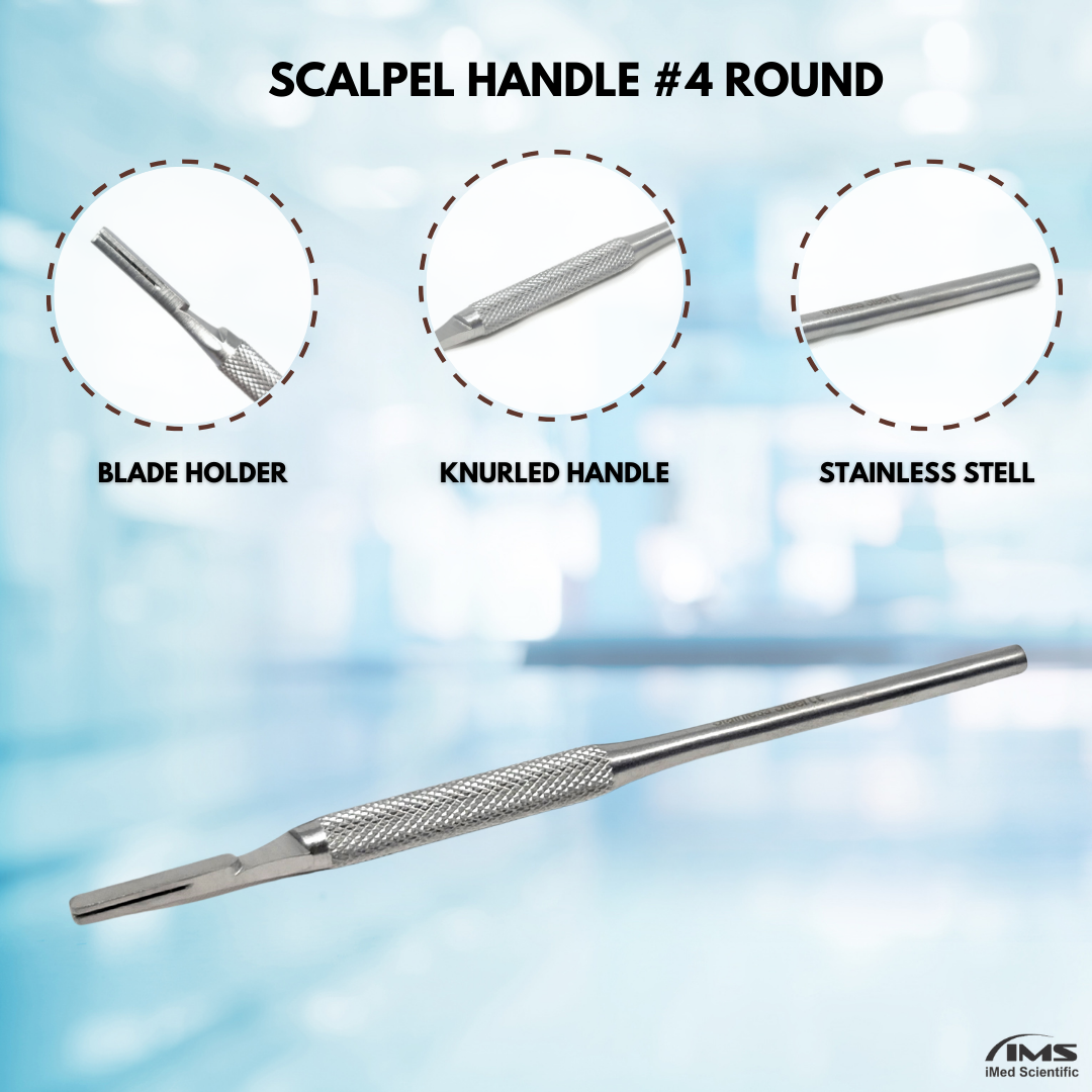 Premium Quality Round Grip Scalpel Handle #4, Stainless Steel ( Fits Size 20-26 Scalpel Blades )