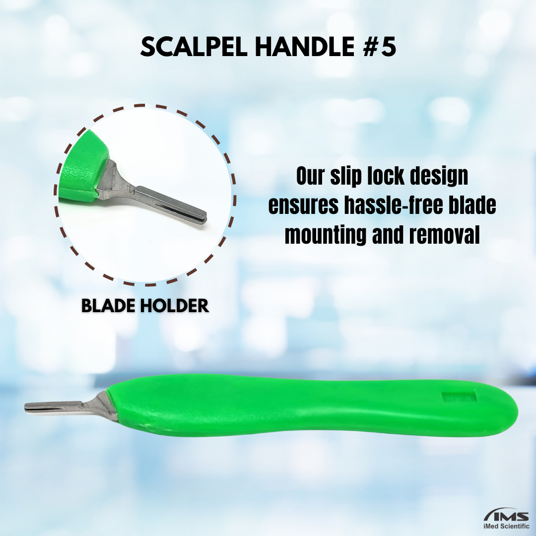 Scalpel Handle #5 , Plastic Grip Handle with Stainless Steel Tip (Fits Size 10-16 Scalpel Blades)