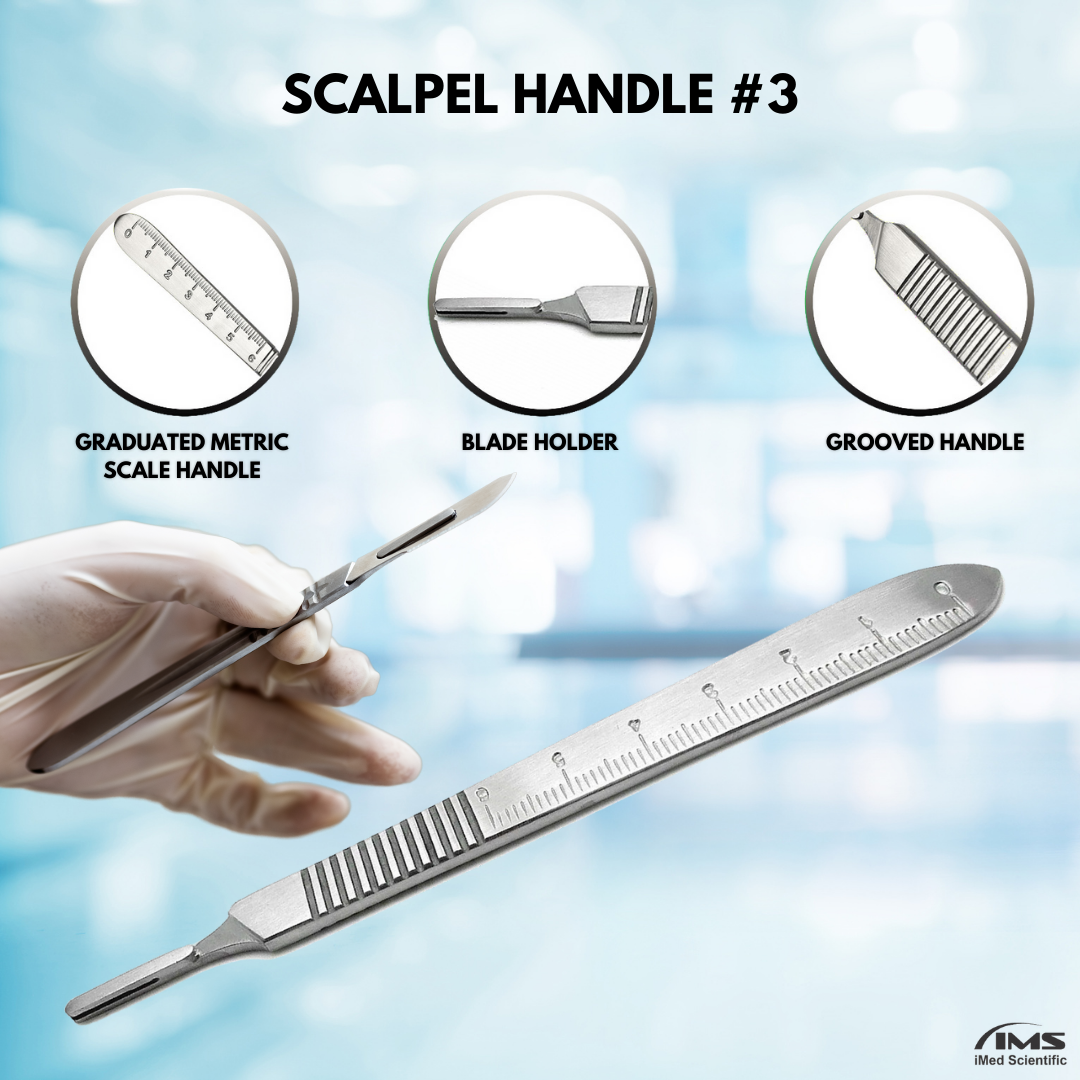 Premium Quality Scalpel Handle #3, With Graduated / Scale Handle, Stainless Steel ( Fits Size 9-16 Scalpel Blades )