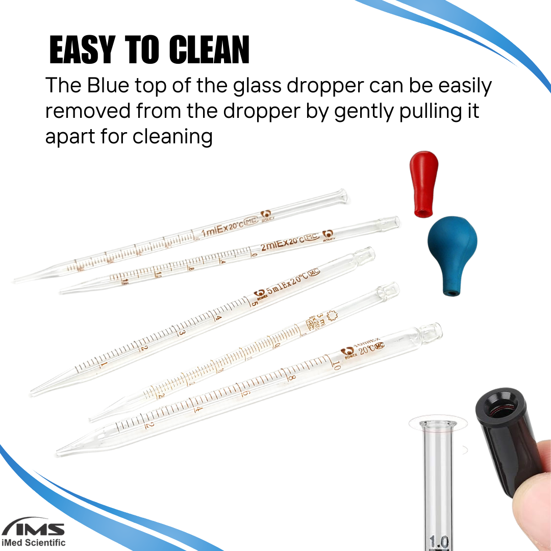 Glass Pipettes Graduated Droppers Set of 17 Pcs with Rubber Heads Lab Pipettors Droppers for Liquid & Essential Oils