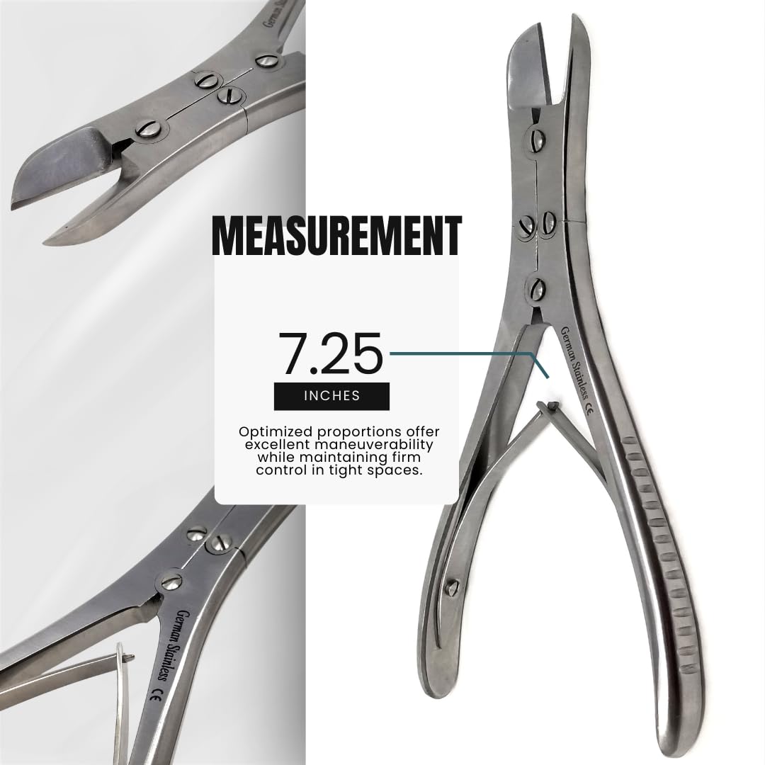 Double Action Bone Cutter 7.25", Straight Blades, Stainless Steel