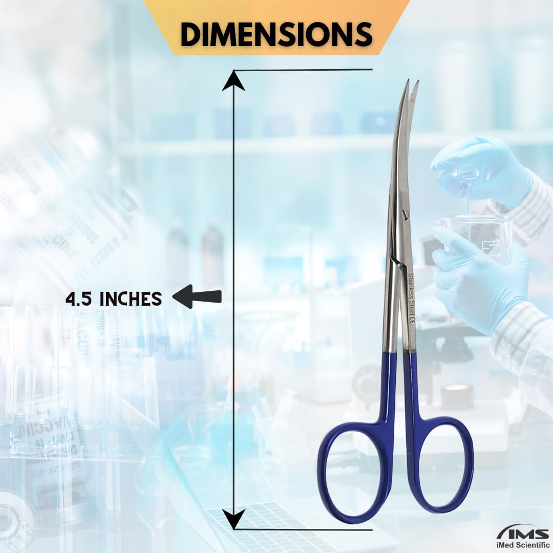 Micro IRIS Dissecting Scissors 4.5", Curve, Stainless Steel, Blue Handle