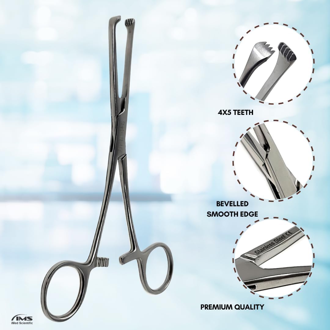 Allis Tissue Forceps 4x5 Teeth, 6" Stainless Steel Clamps